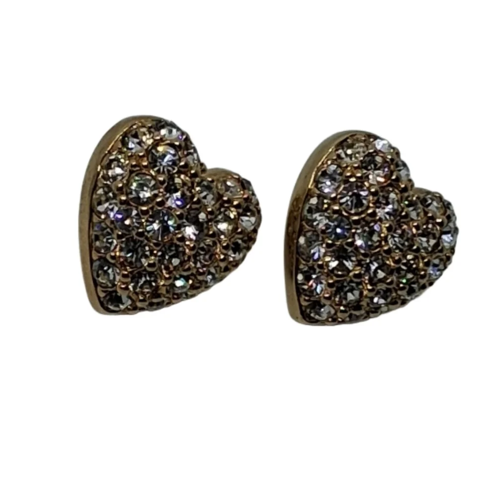 Authentic Swarovski Pave Crystal Heart Stud Earrings